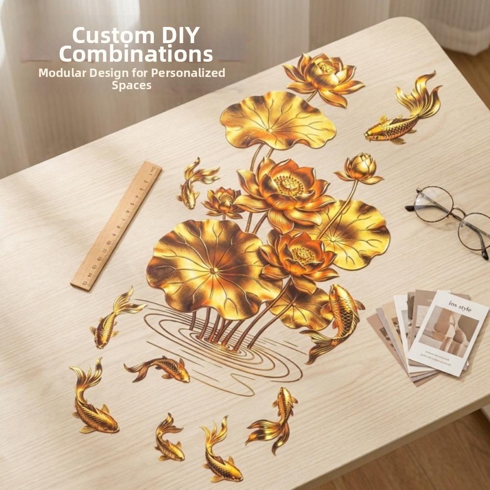 Anti-static Flower Koi Sticker Plastic Decorative Sticker for Bathrooms Living Rooms and Bedrooms