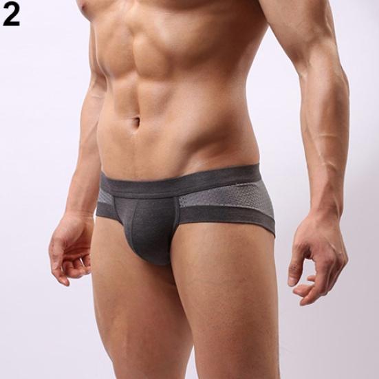 Men's Sexy Mesh Modal Triangle Underwear Fashion Breathable Briefs Underpants