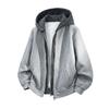 Men S Color Block Knit Splicing Hooded Cardigan Sweatshirt Casual Jacket