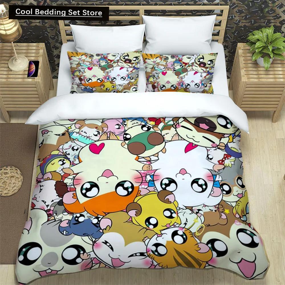 3D Printing Cartoon Lovely Hamtaro Bedding Set Duvet Cover Pillow Set Birthday Gift Children Quilt Cover Bedding Home Textiles