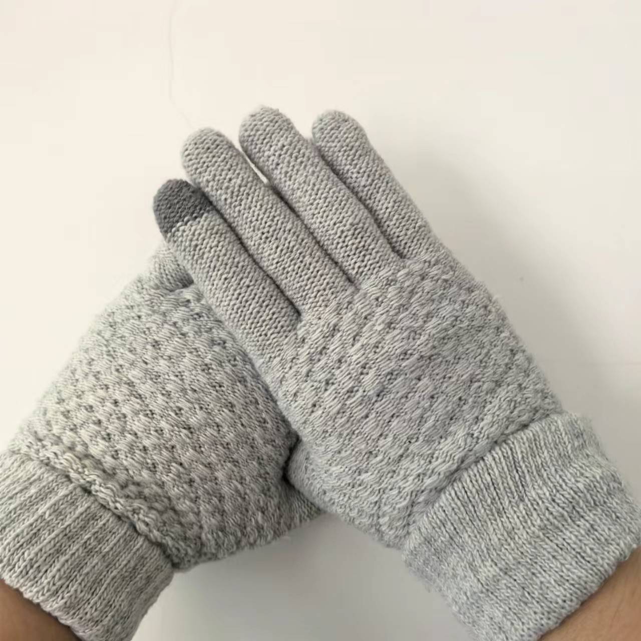 

Перчатки с узором ананаса женские зимние милые студенческие для езды теплые холодные утолщенные зимние перчатки комбинация светло-серый