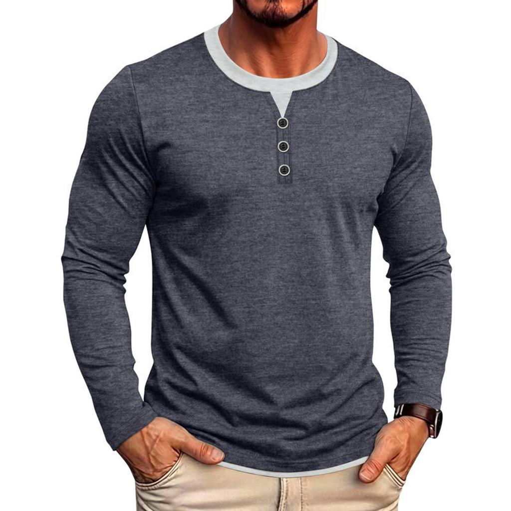 Herren Zweiteiliges Langarm-T-Shirt Lässiger Look Oberteil für den Alltag