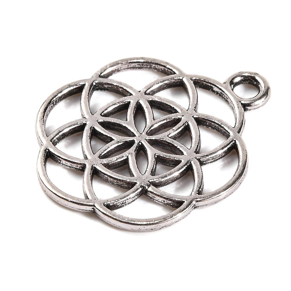 Tibetan Style Alloy Chinese Knot Pendants Antique Silver 10pcs/kind 60pcs/box