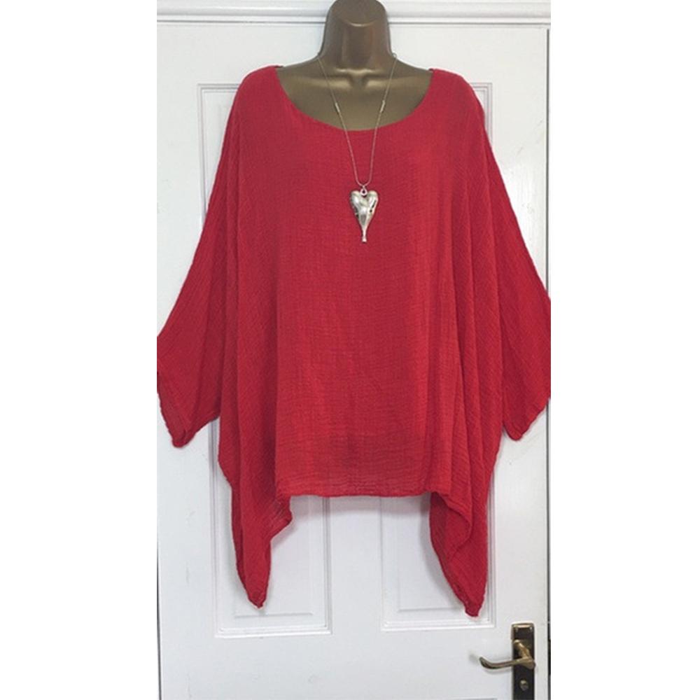 Női póló Közepes ujjú Egyszínű Alkalmi Laza Denevérszárnyú ujjú Kerek nyakkivágású Póló Női Szexi Plus Size Felső