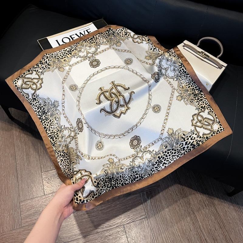 Silk scarf 71 * 71 imitation silk square scarf Korean atmosphere neck silk scarf flower pattern flower polka dot scarf