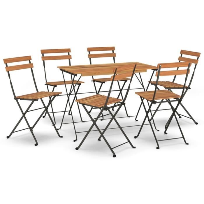 VidaXL Ensemble de bistro pliable 7 pcs bois d'acacia solide et acier 3152099