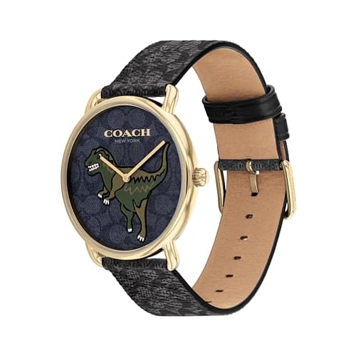 Coach Men's Elliot Watch, Black Dial, Black Leather Strap, 14602672 [Official Import]
