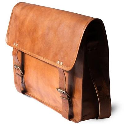 Echtes Vintage Braun Leder Messenger Bag Schulter Laptop Tasche Aktentasche
