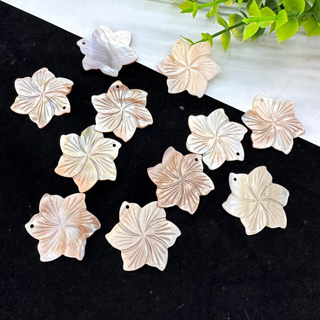 10Pcs, Natural Shell Pendant With Hole, Handmade Flower Shape Charms for Jewelry Making DIY Necklace Accessories, Women Gift