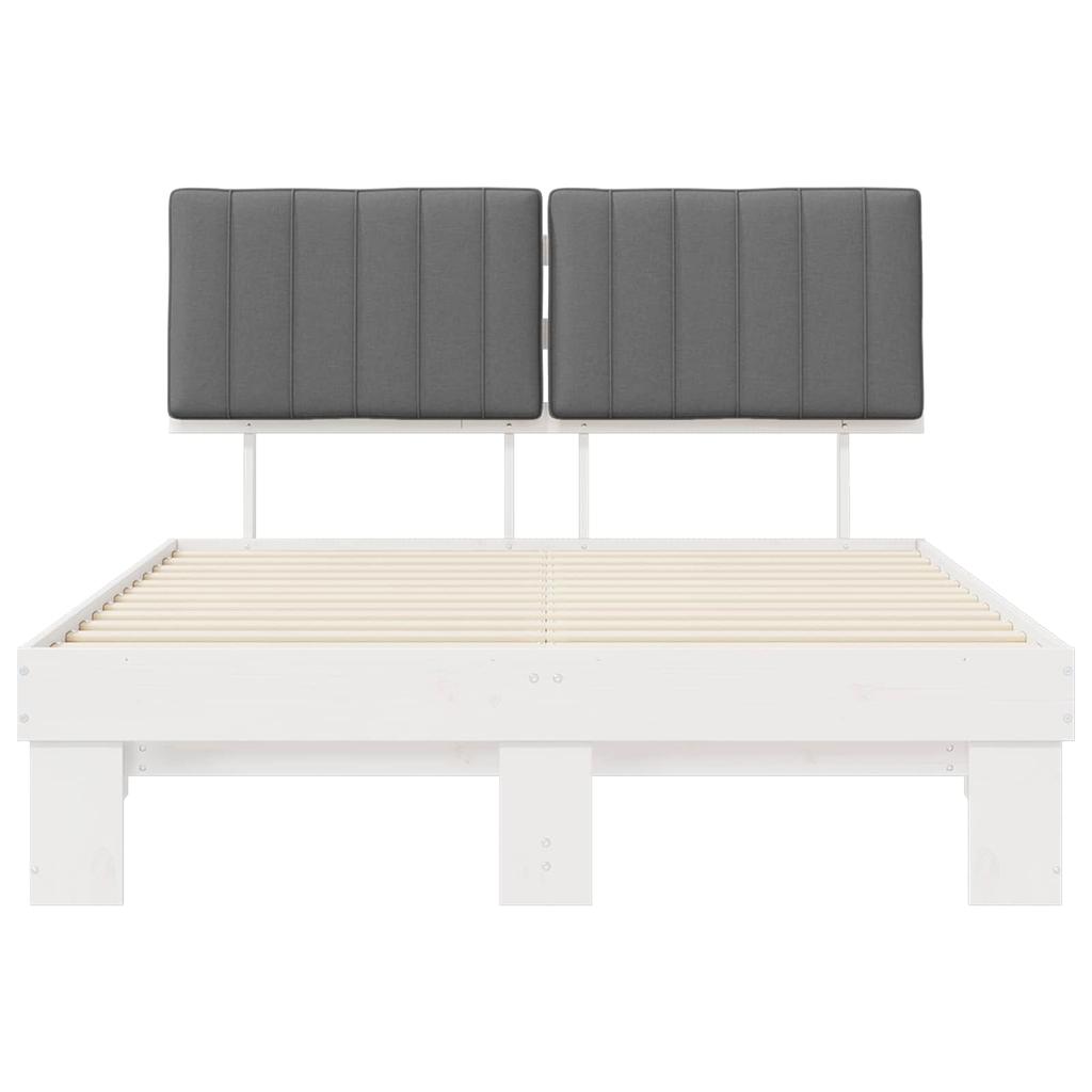 Bed Frame with Upholstered Headboard Light Grey 135 x 190 cm