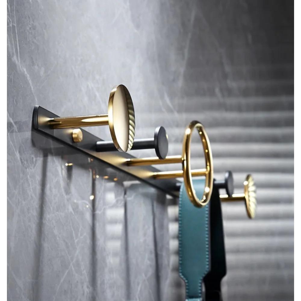 Brass Black and Gold Coat Hook Toilet Wall Mount Coat Rack Row Hook Door Hook Bathroom Accessories