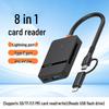 8-in-1 High-Speed OTG Card Reader with Lightning/Type-C Support for SD, TF, CF, MS Cards