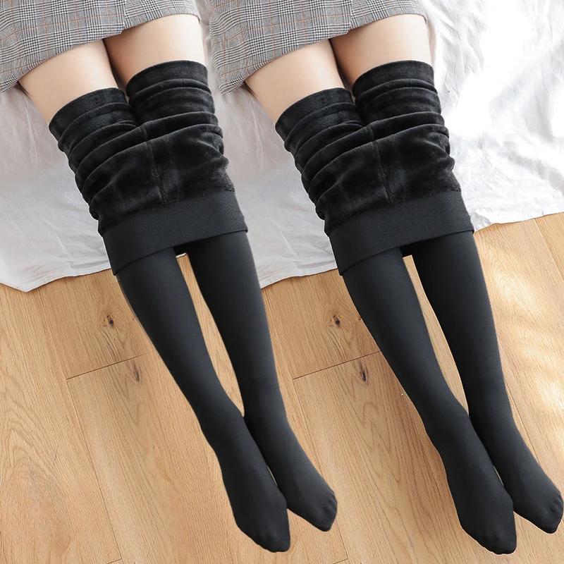 1/2Pcs Women Thermal Stockings Winter Warm Elastic Slim Fleece Tights Pantyhose Thicken Plush High Waist Leggings Stocking Pants