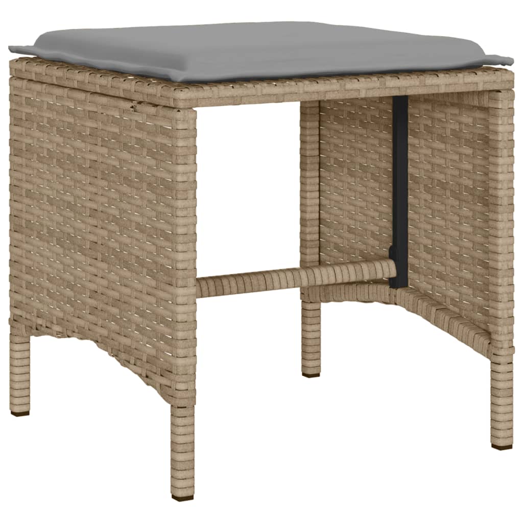 4 Piece Outdoor Sofa Set with Cushions Beige Poly Rattan