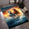 Two Running Horses In Sunset Waves Area Rug, Ocean Steed Print Non Slip Floor Mat for Living Room Bedroom Home Decor
