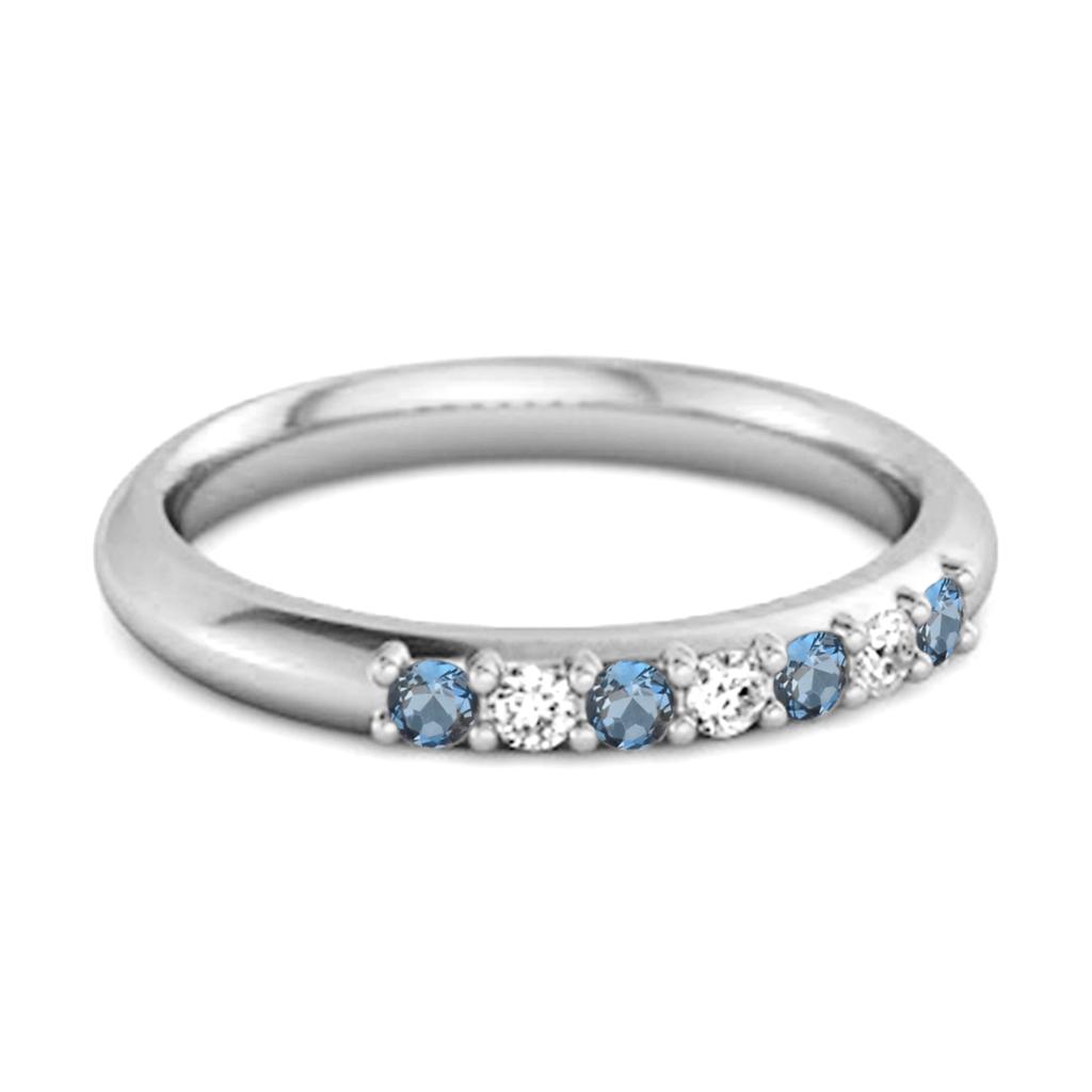 London Blue Topaz Eternity Stackable Ring - 925 Sterling Silver