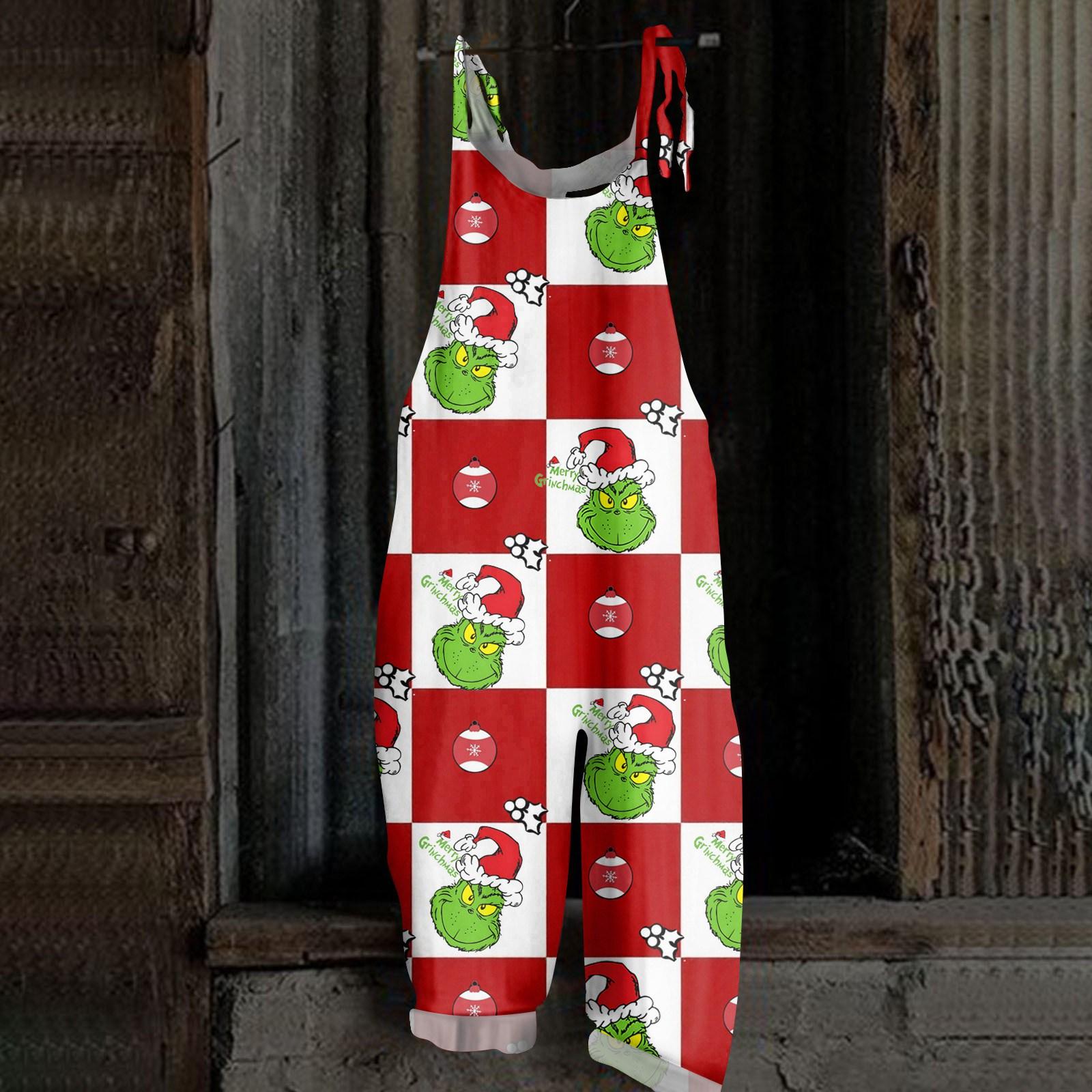 

Женский повседневный свободный комбинезон с рождественским принтом, комбинезон с широкими штанинами, без рукавов, с карманами XXL