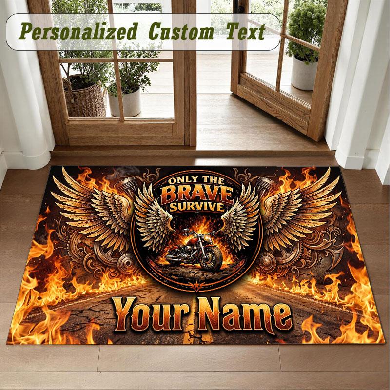 Crystal Velvet Square Rug Custom NameHarley-Davidson Pattern Non Slip Home Floor Decor Rug