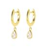 2207ER2 S925 Sterling Silver Teardrop Hoop Earrings Muti Color Zircon CZ Circle Round Loops Crystal Women Piercing Earring