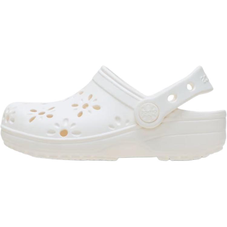Crocs Classic Floral Cut Out Clog White Infant Toddler Unisex 210944-0WV 23-24