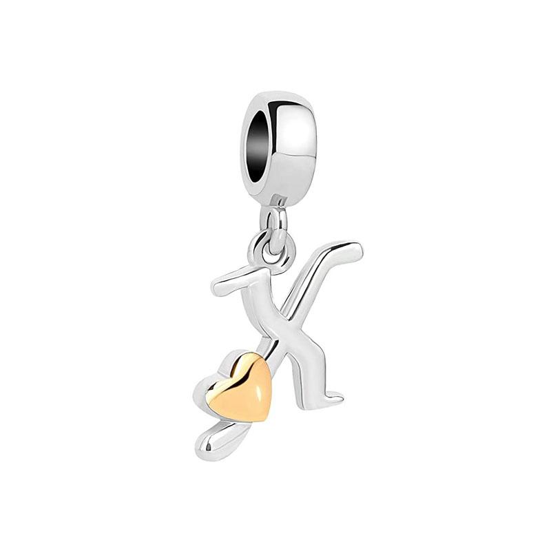 New Plated Copper Letter Alphabet A-Z Dangle Charm Beads Fit Original Pan Charms Bracelet Pendant Women Diy Jewelry