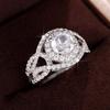 Huitan Elegant Women Ring for Wedding Engagement Promise Accessories Inlaid Brilliant Cubic Zirconia Aesthetic Fashion Jewelry