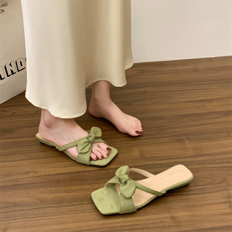 Fashion 2025 New Summer Women Beach Vacation Slippers Fashion Open Toe Low Heel Slide Ladies Casual Butterfly-knot Dress Shoes