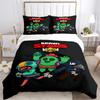 Cartoon Purple Character Print Bedding Set, Kids Game Themed Duvet Cover Set(1 * Duvet Cover + 2 * Pillowcase, Without Core)