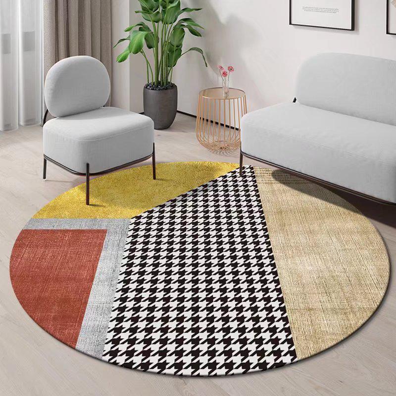 Moderner runder Teppich aus Kristallvelours - Rutschfester, staubabweisender Teppich für Wohnzimmer, Schlafzimmer und Arbeitszimmer