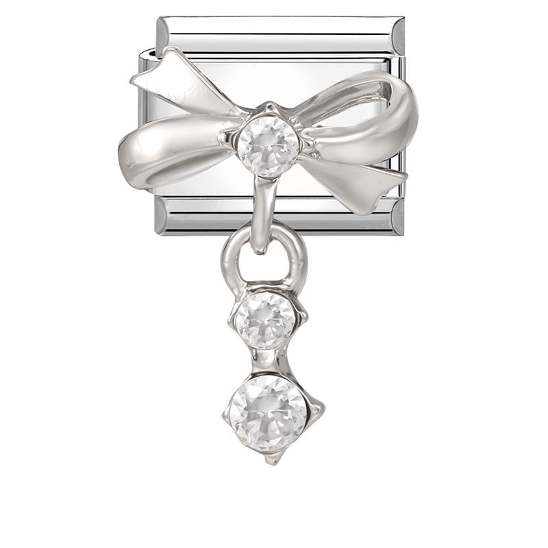 Zircon Long Tassel Butterfly Bow Knot Heart Italian Charm Links Fit 9mm Bracelet Stainless Steel DIY Jewelry Making