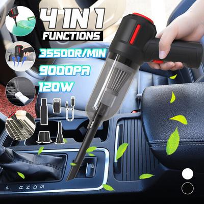 [4 In 1] 120W 9000Pa Akku-Luftgebläse Handheld Air Duster Mini kabelloser Auto-Tastatur-Staubsauger Tragbarer Zyklon-Sauger für Zuhause