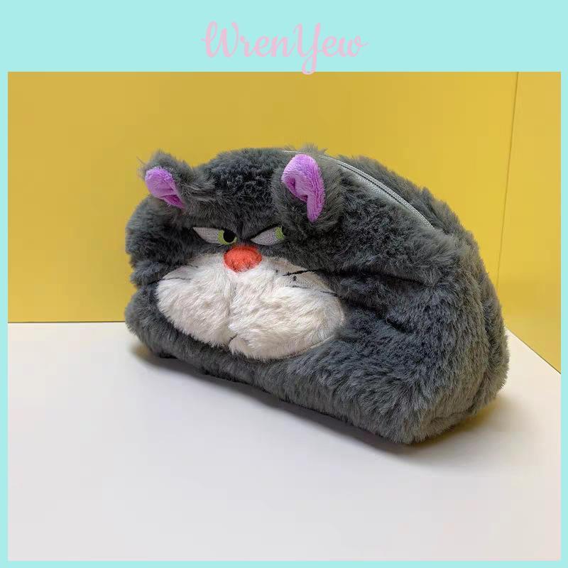 Lucifer Cat Plush Pencil Case With Large Capacity For Kids And Students