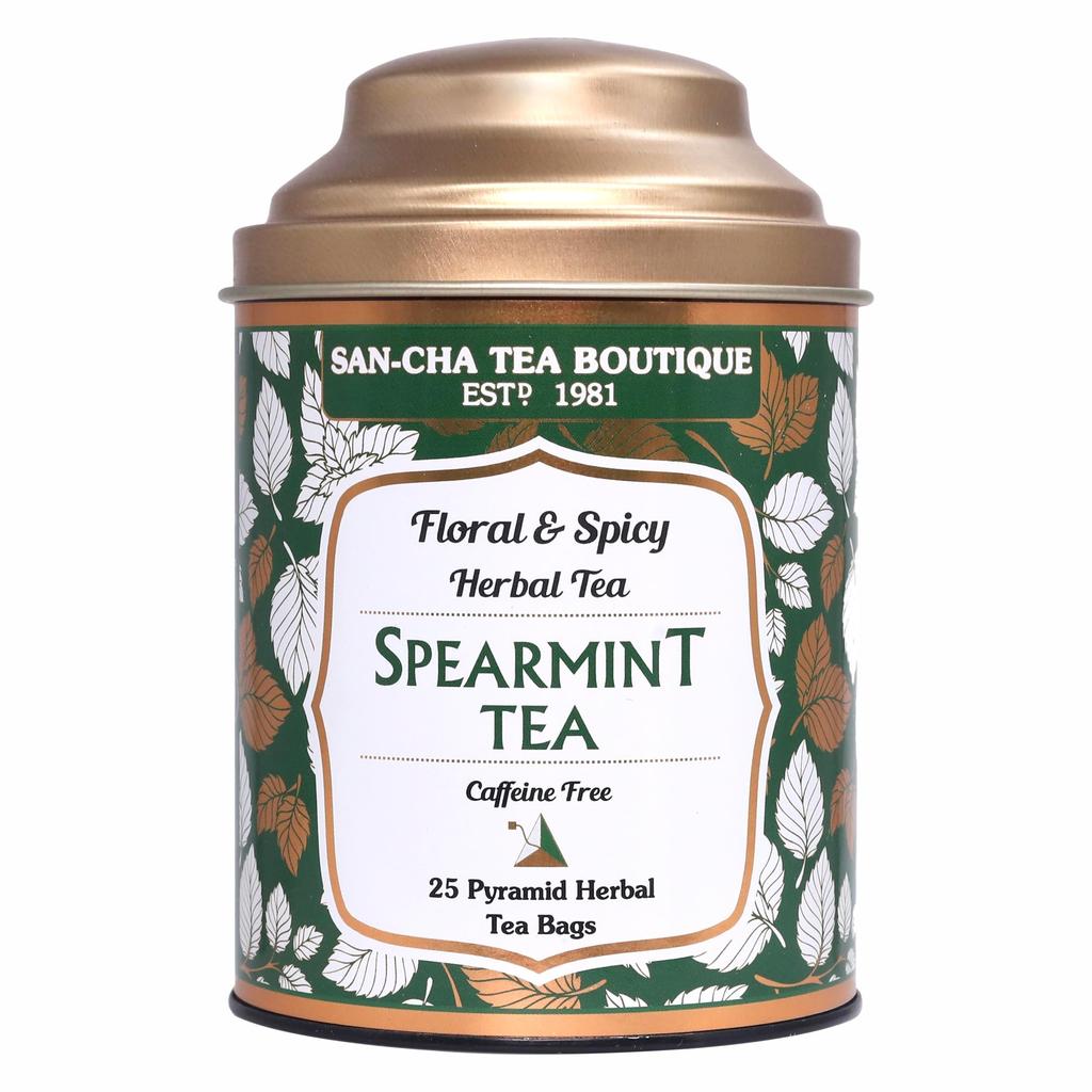 Sancha Tea Boutique, Spearmint Herbal Tea, 25 Pyramid Tea Bags,Pure Spearmint Tea With Cloves & Lemongrass, Tea For Pcos & Pcod, Naturally C