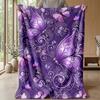 Elegant Pink Satin Bow with Lace and Butterflies Theme blanket Lightweight Warm Flannel Blanket Decorative Throw Blanket for Home Decoration