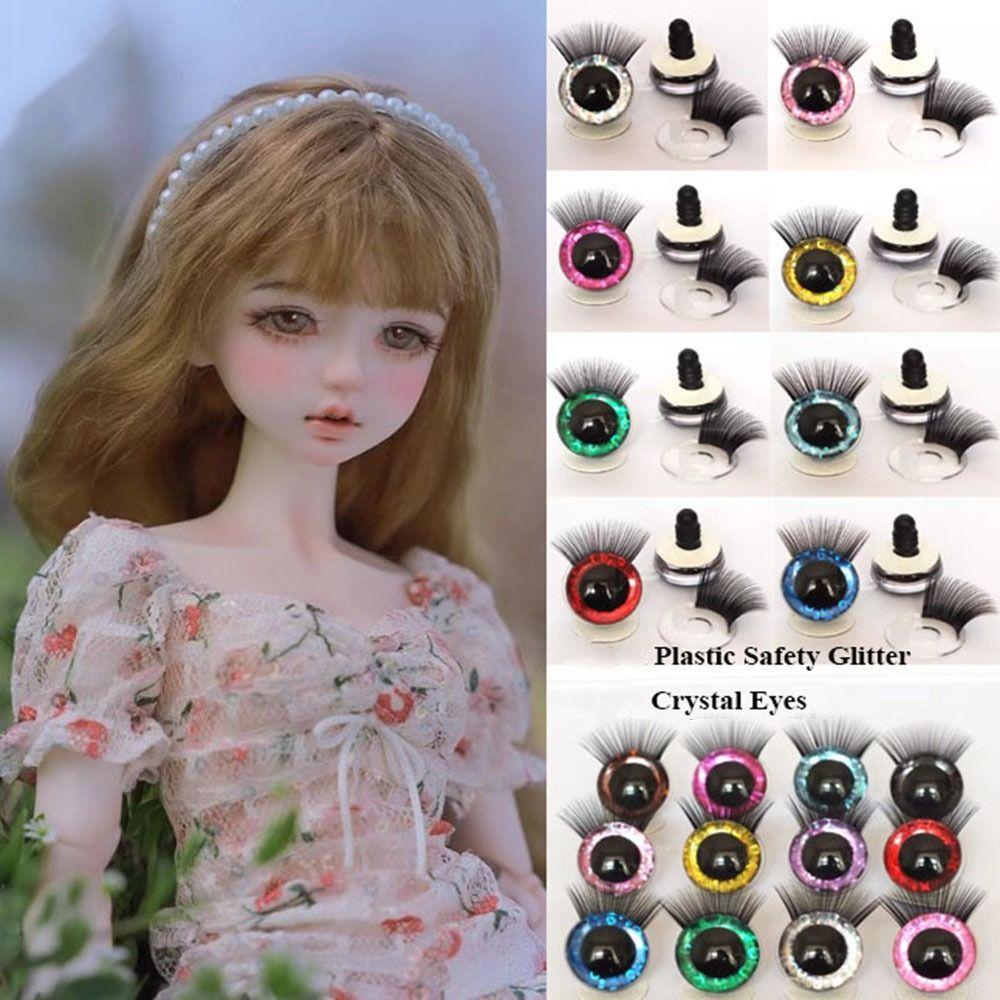 

16mm Glitter Crystal Eyes Doll Accessories Eyes with Eyelash DIY Dolls Puppet Doll Accessories