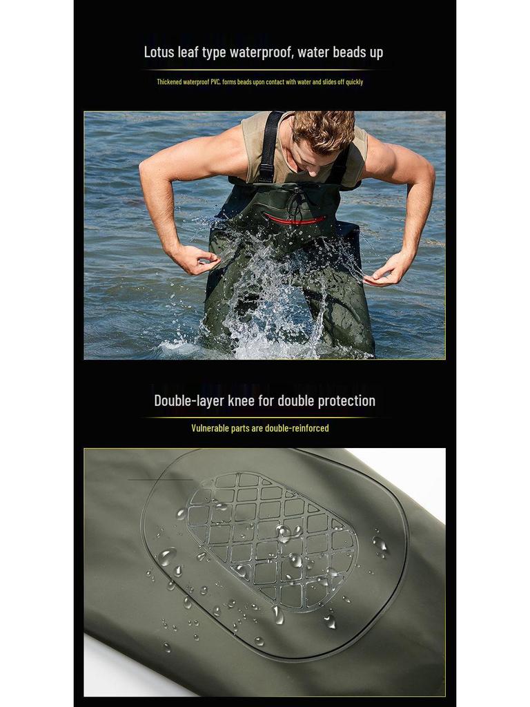 Waterproof Nylon Wading & Rain Pants - One-Piece Design for Fishing and Tide-Pooling.