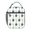 Cute Desert Cactus Columnar Pattern Insulated Lunch Bag for Women Kids Portable Food Boxes Thermal Lunch Box Tote