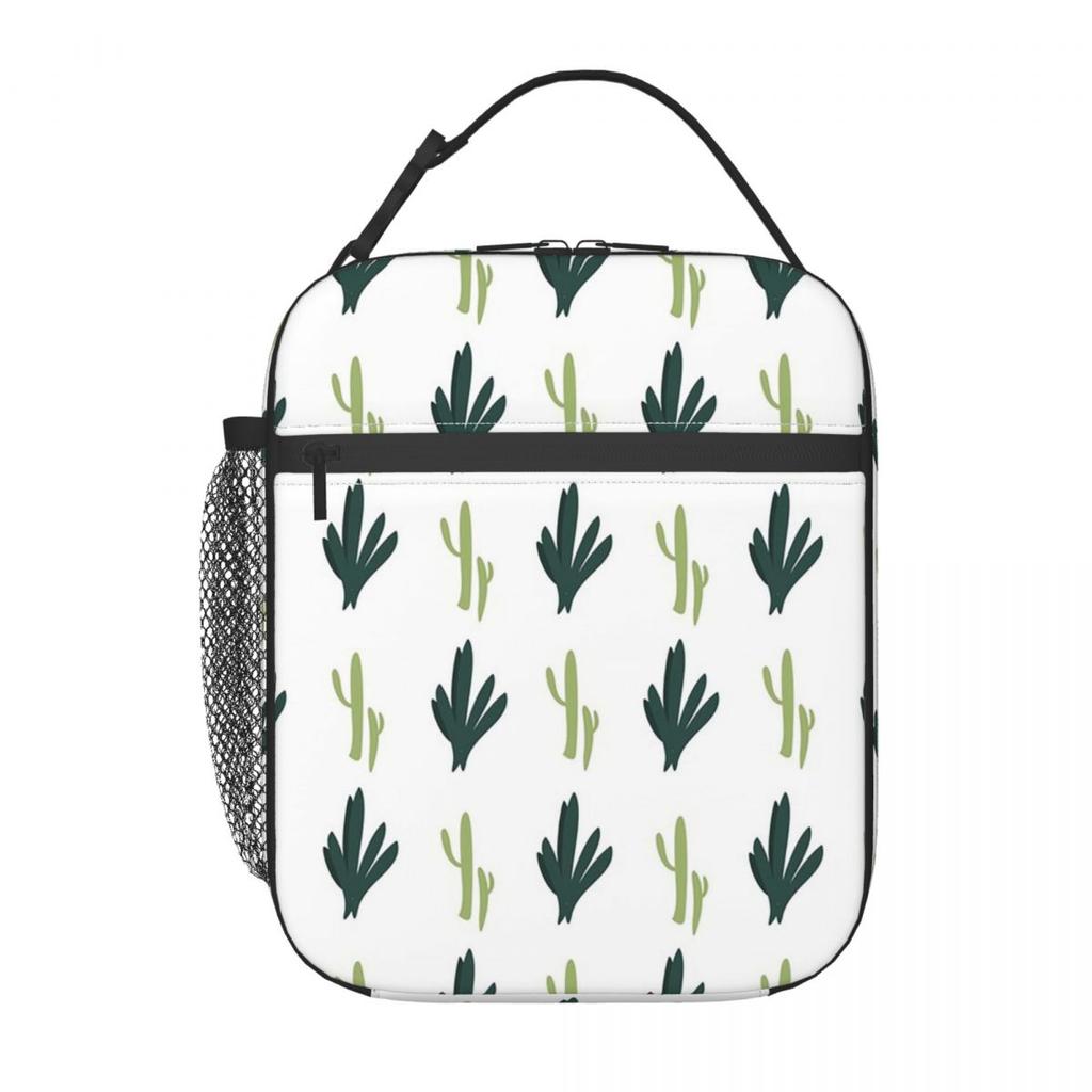 Cute Desert Cactus Columnar Pattern Insulated Lunch Bag for Women Kids Portable Food Boxes Thermal Lunch Box Tote