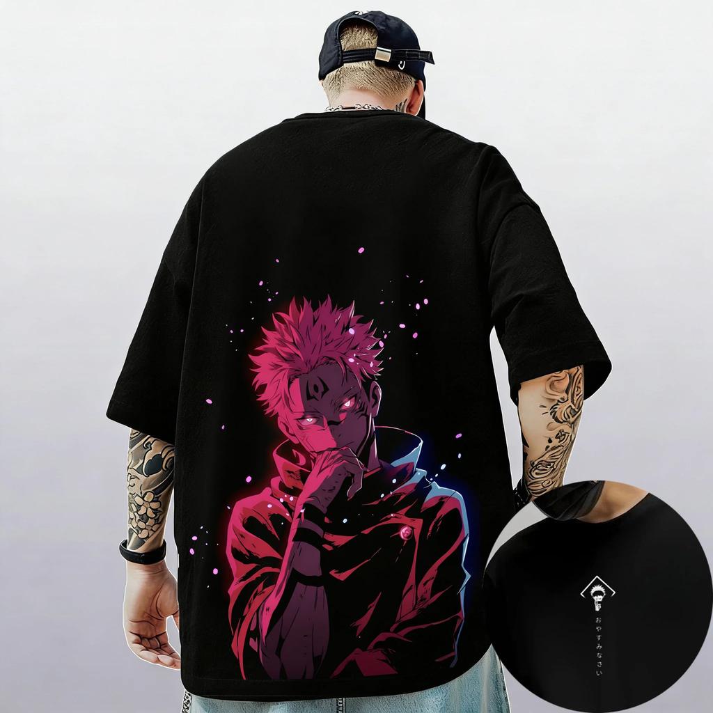 Jujutsu Kaisen Satoru Gojo Oversized Anime Graphic T-Shirt, Double-Sided Streetwear Tee, Unisex Casual Top