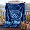 Flannel Blanket Manchester City Print Custom Name Text Soft Throw for Sofa Bed