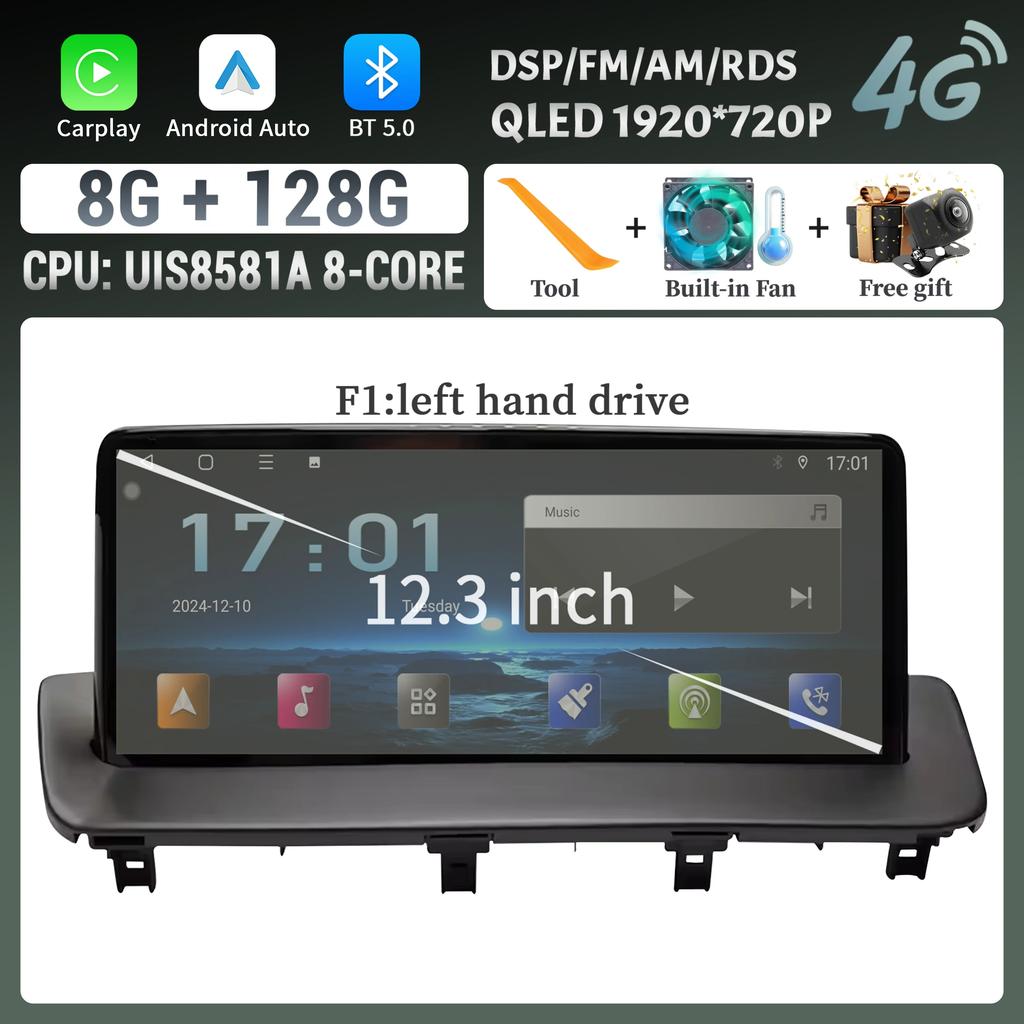 12.3" For MAZDA CX-9 2016-2021 Car Radio Multimedia Video Player Screen Navigation GPS BT Android CarPlay Touch Screen  Stereo