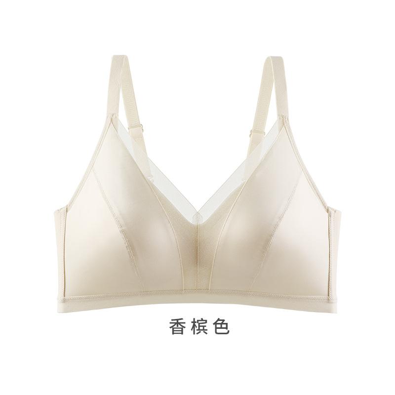 Traceless fashion satin women's big breasts gather natal red underwear pull side close bra cover
