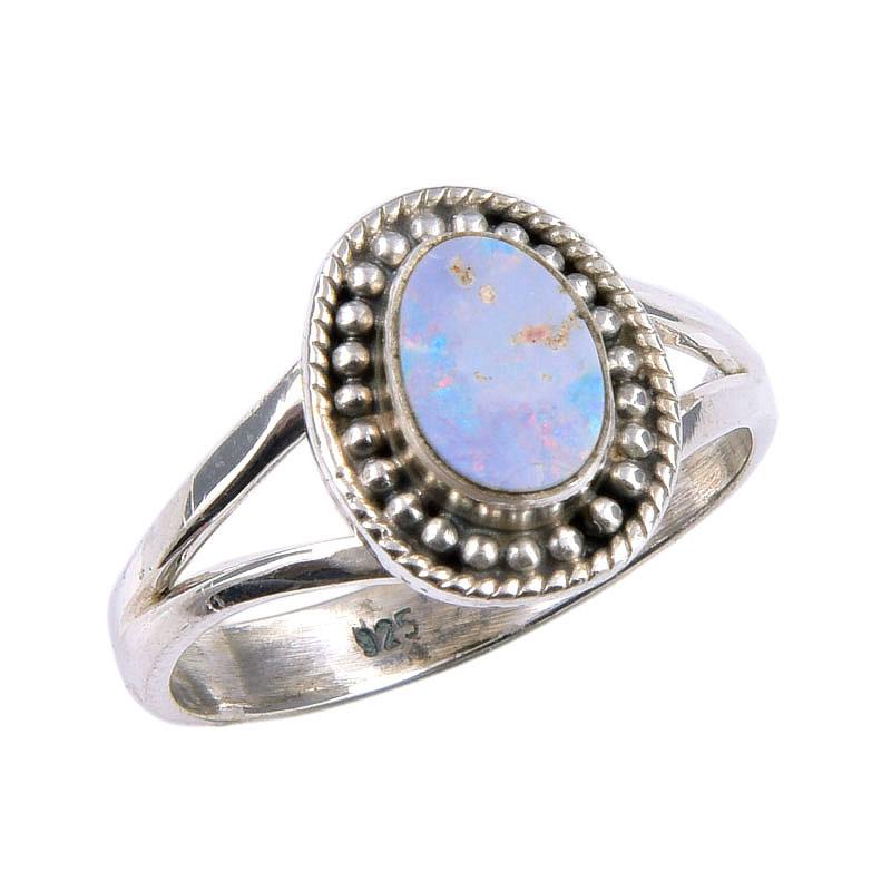 Natural Australian Opal Gemstone 925 Solid Sterling Silver Ring Size 7.5 K2G59