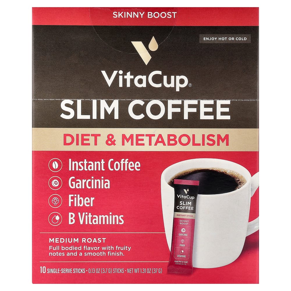 iHerb Slim Instant Coffee, Medium Roast, 10 Single-Serving Sticks (3.7g/0.13oz each)