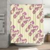 Summer Sandals Shower Curtain Set: Pink Flip Flops with Yellow Flowers Pattern for Bathrooms Decor Room Decoration, Home Textile