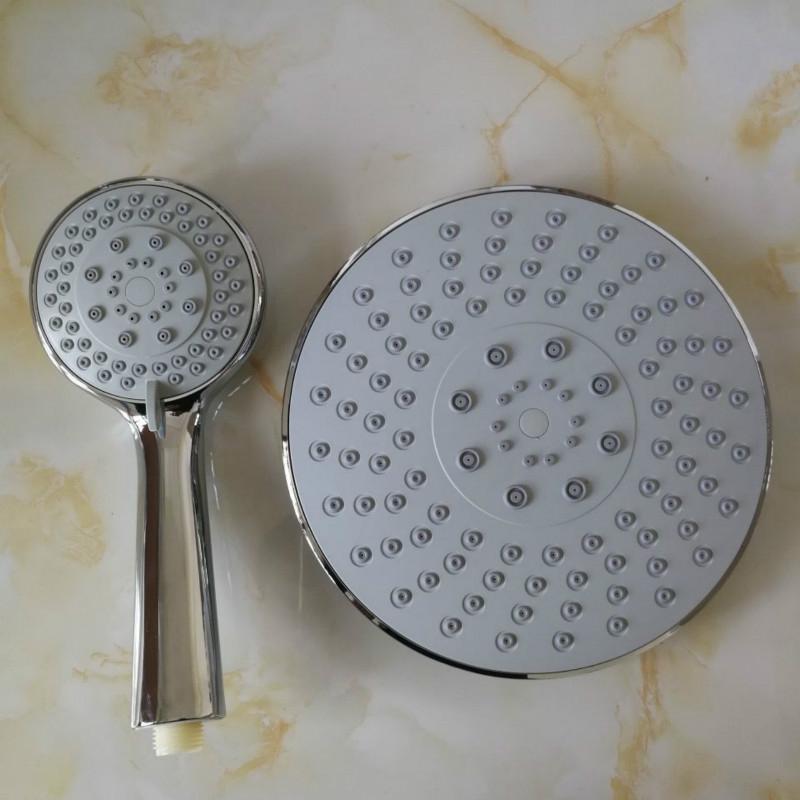 2pcs/set High Pressure Showerhead 9 Inch Rainfall Bath Overhead Handheld Shower Head with 5 Speed Ch