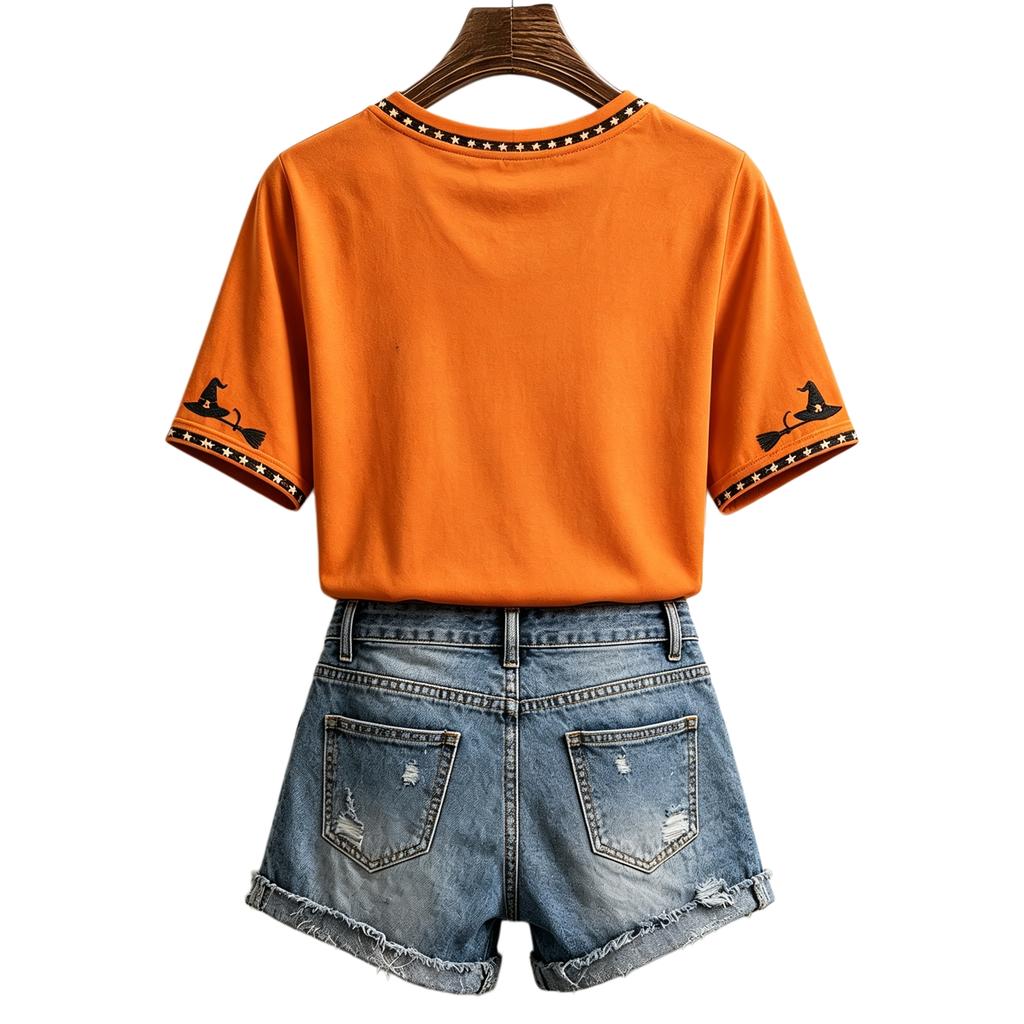 Women's Casual Halloween Print Short Sleeve T-Shirt
