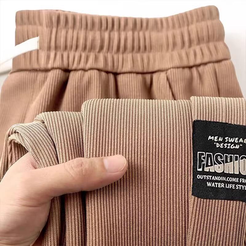 

Новые плиссированные брюки-джоггеры премиум-класса с драпировкой, свободные, прямого кроя, летние тонкие мужские повседневные брюки из ледяного шелка XL коричневый