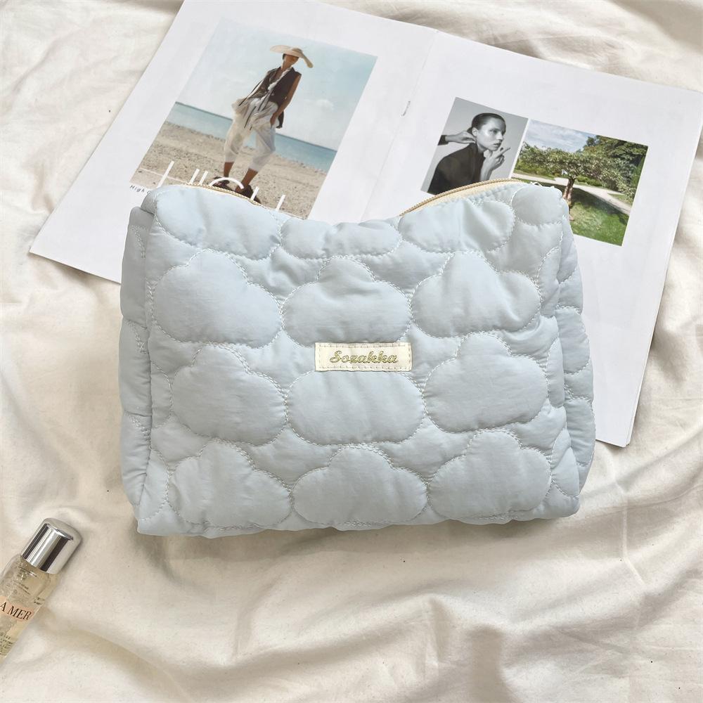 3272 Cloud Fresh Quilted Hand-held Cosmetic Bag Change Bag Large Capacity Liner Bag Lipstick Cosmetic Storage