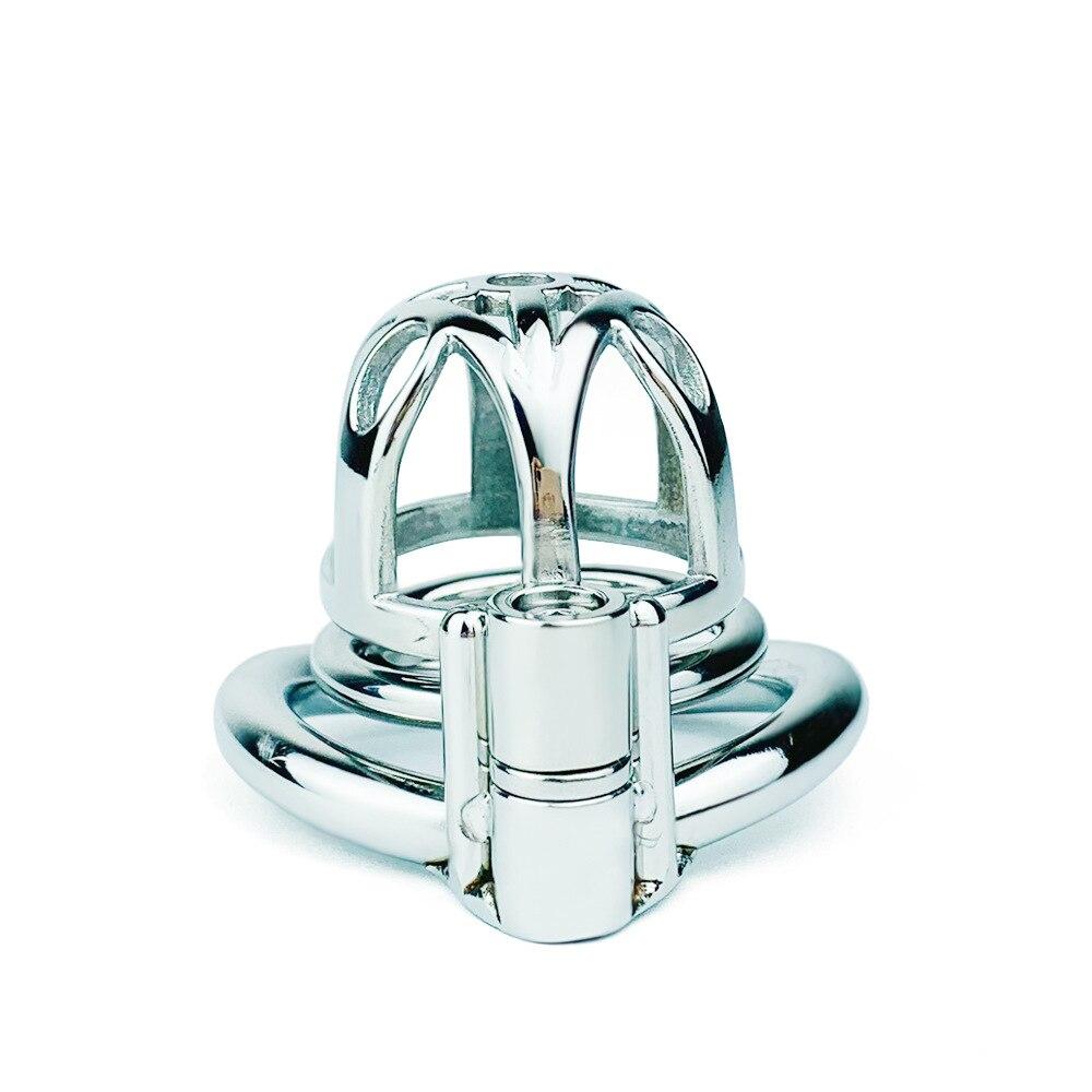 Men's Metal CB Lock Short Penis Lock Chastity Lock with Anti-Disconnection Ring Sex Toys Stainless Steel Cock Rings